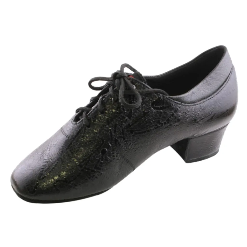 Practice Dance Shoes, 1205N Flexi, Black Leather, Pattern Splash