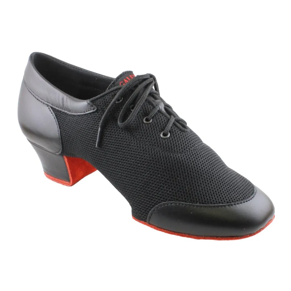 Practice Dance Shoes, 4000 Vento, Black Leather & Mesh, Red Sole