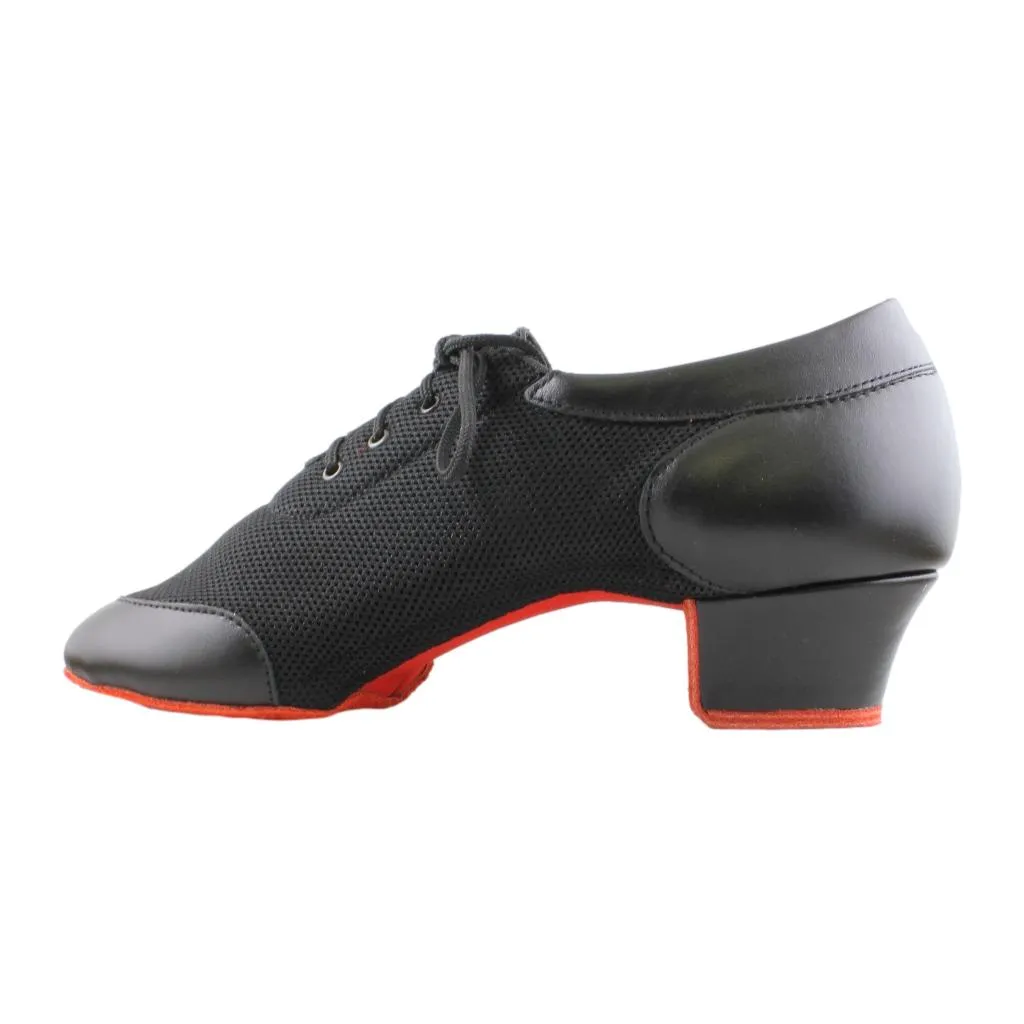 Practice Dance Shoes, 4000 Vento, Black Leather & Mesh, Red Sole