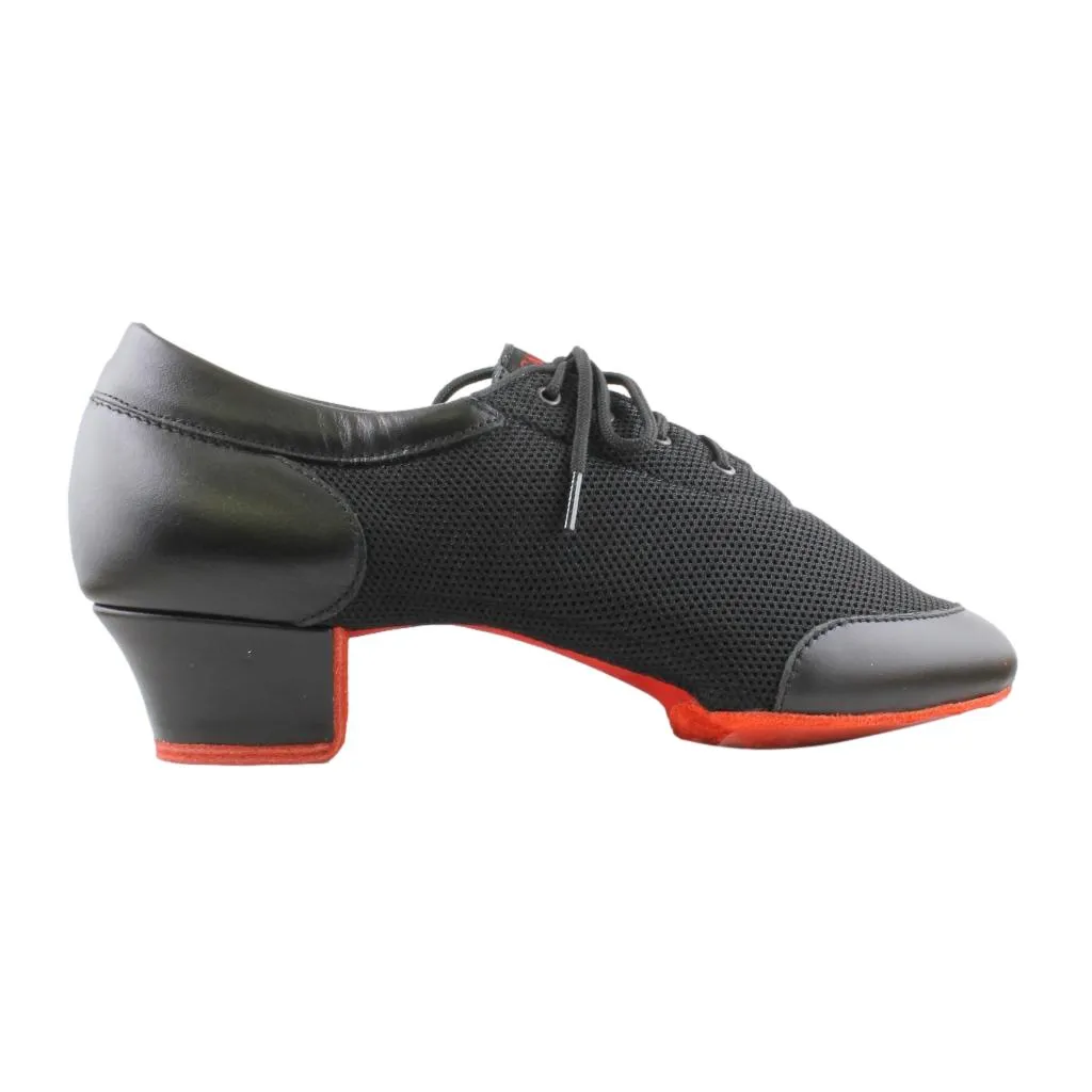 Practice Dance Shoes, 4000 Vento, Black Leather & Mesh, Red Sole