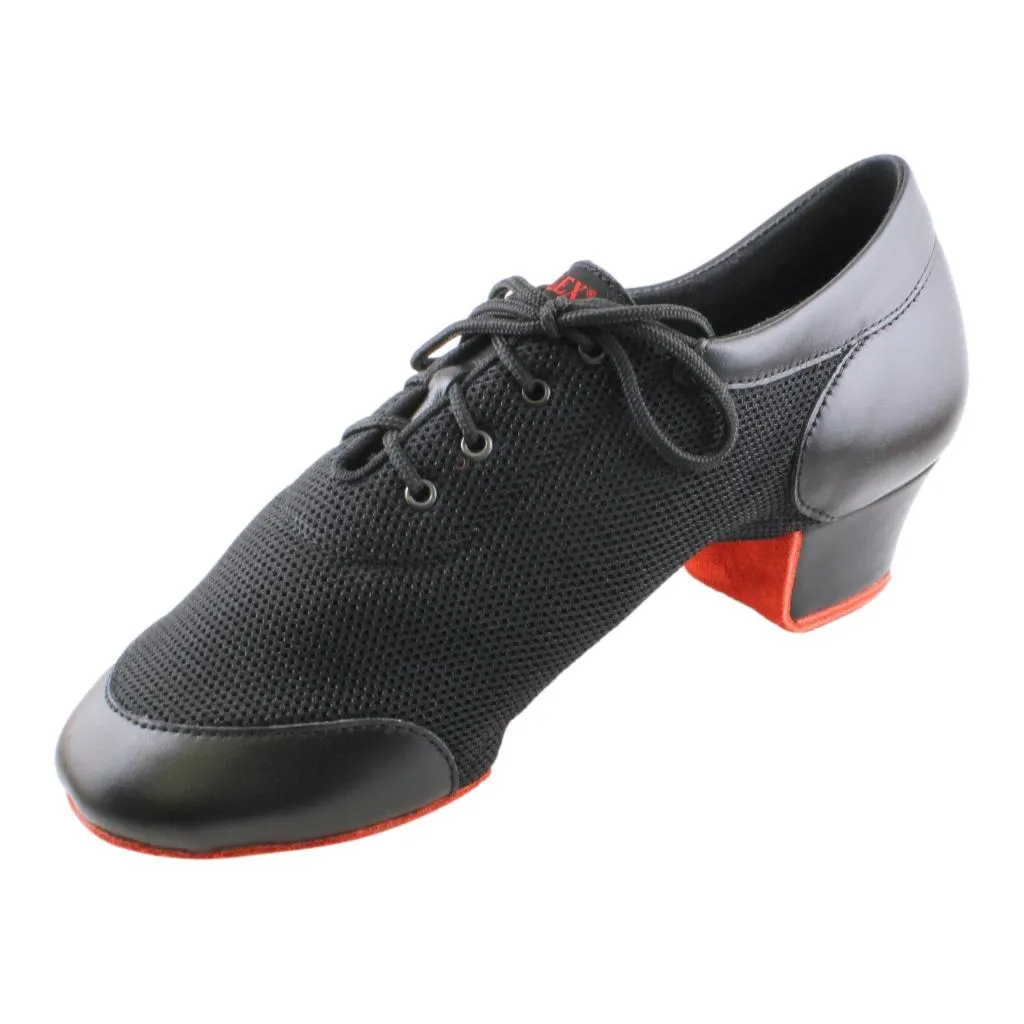 Practice Dance Shoes, 4000 Vento, Black Leather & Mesh, Red Sole