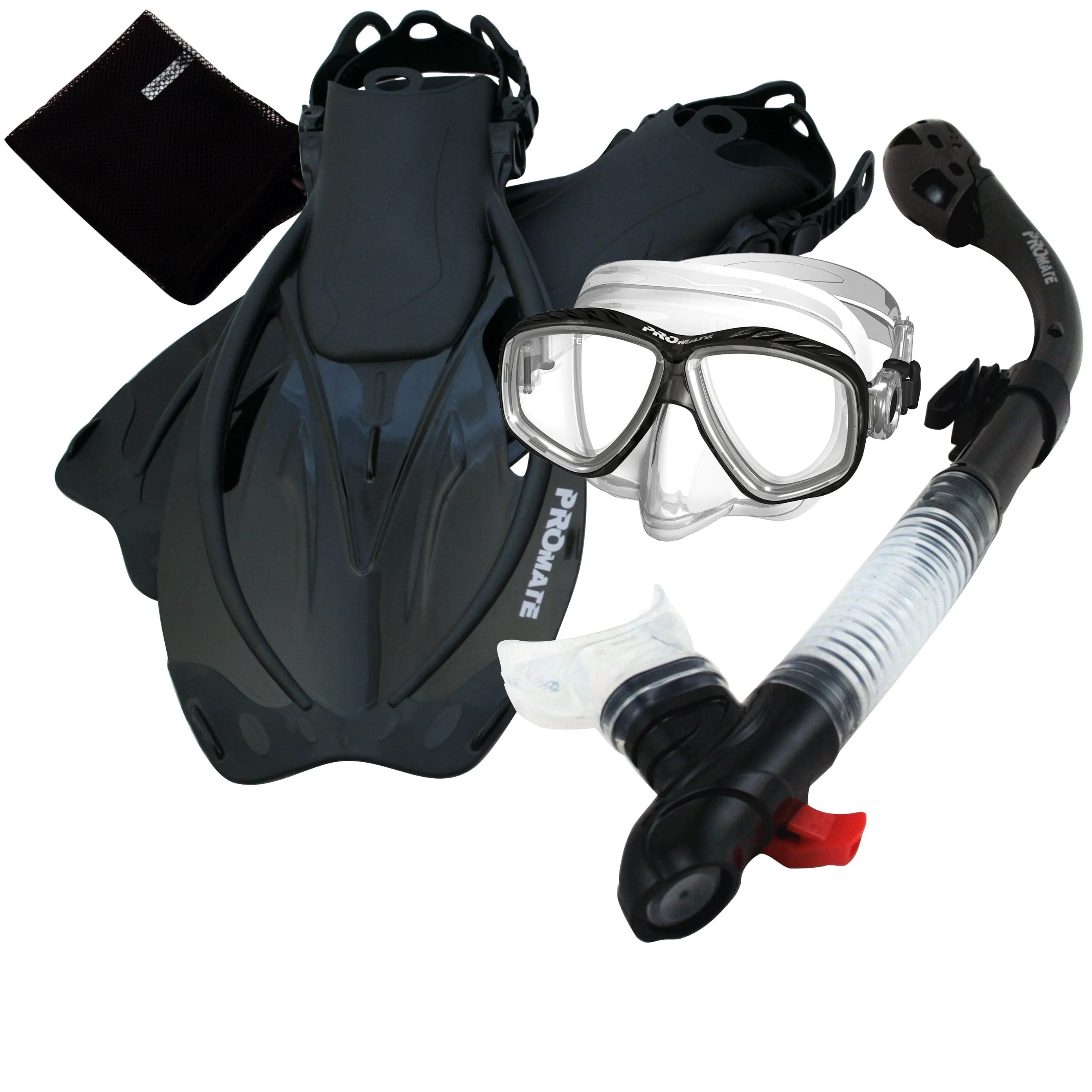 Promate Snorkeling PURGE Mask Dry Snorkel Fins Mesh Bag Set - SCS0097