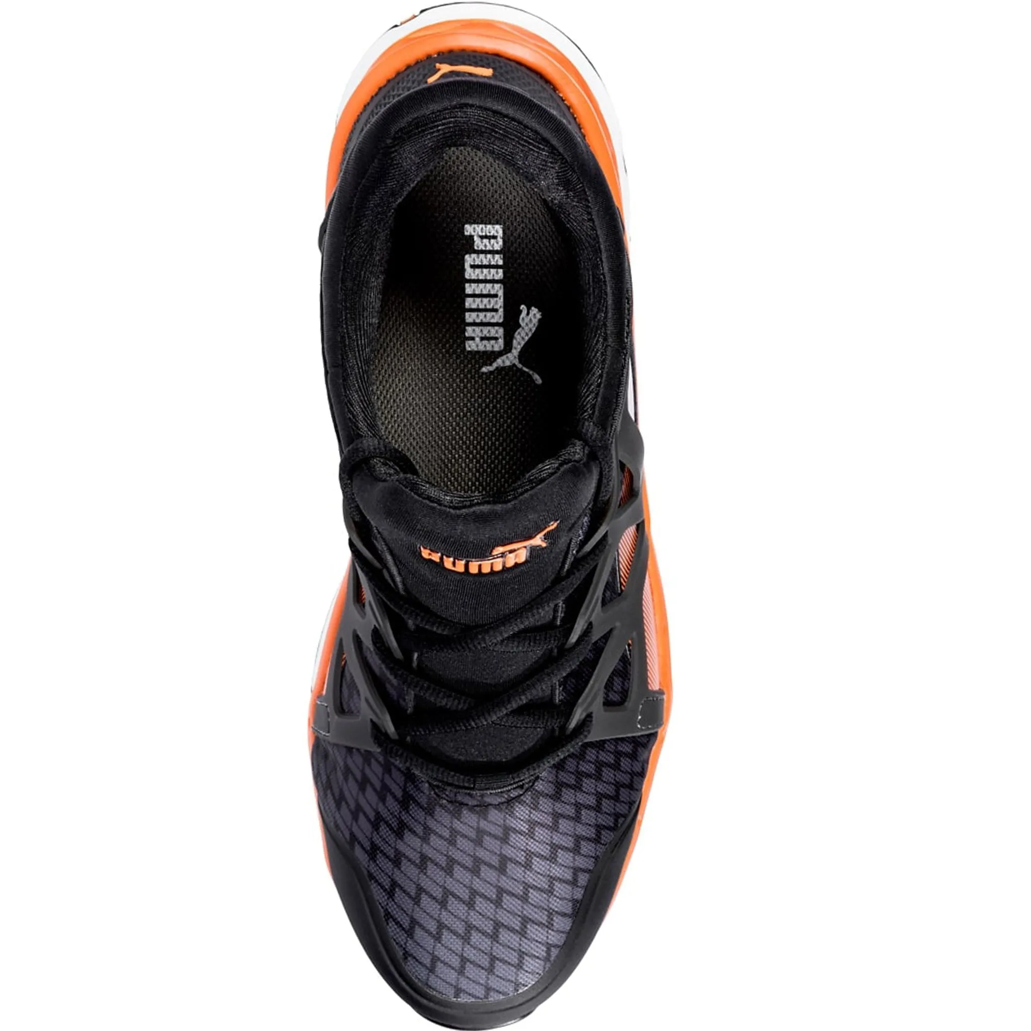 Puma Men's 633875 Rush 2.0 Black Orange Mid Composite Safety Toe Metal Free Work Shoes