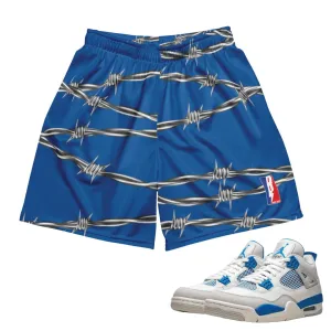 Retro 4 Military Blue Barbed Wire Shorts