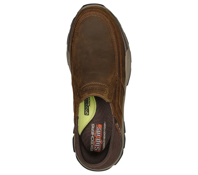 Skechers Slip Ins 204810/CDB Brown Mens Relaxed Fit Casual Comfort Slip On Elastic Lace Shoes