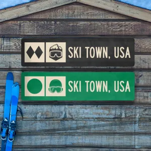 Ski Town USA Ski Trail Metal Sign