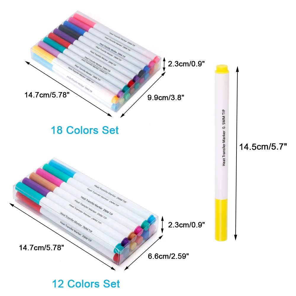 Sublimation Marker Pens - 18 Colours - Tip Size - 0.5mm