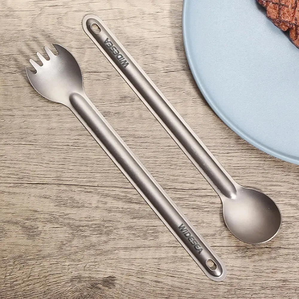 Titanium Spork & Spoon Set: Ultralight Cutlery for Campers | Widesea