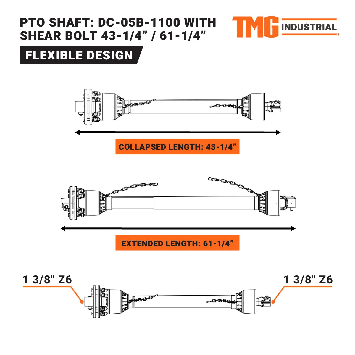 TMG Industrial 60” Rotary Cutter, 3-Point Hitch, 20-60 HP Tractors, 540 RPM, Slip Clutch PTO Shaft Included, TMG-TRC60