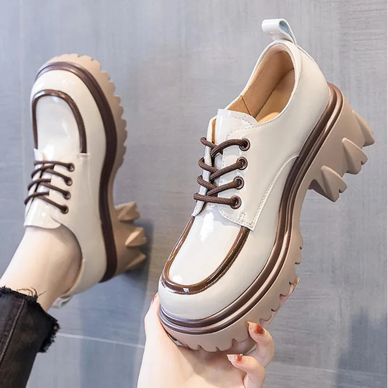 Tough and Sleek Chunky Platform Lace-Up Shoes for Women