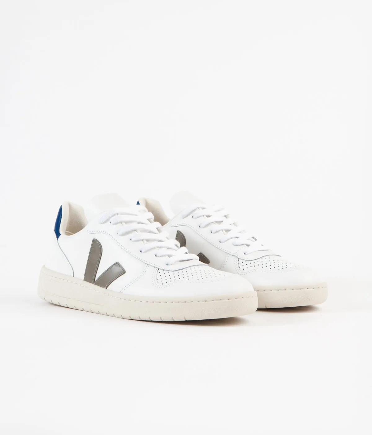 Veja V-10 Leather Shoes - Extra White / Khaki / Indigo