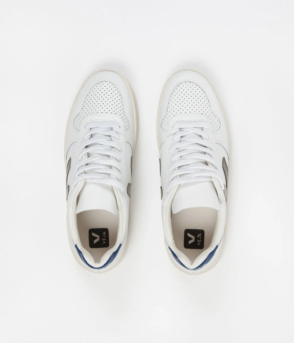 Veja V-10 Leather Shoes - Extra White / Khaki / Indigo