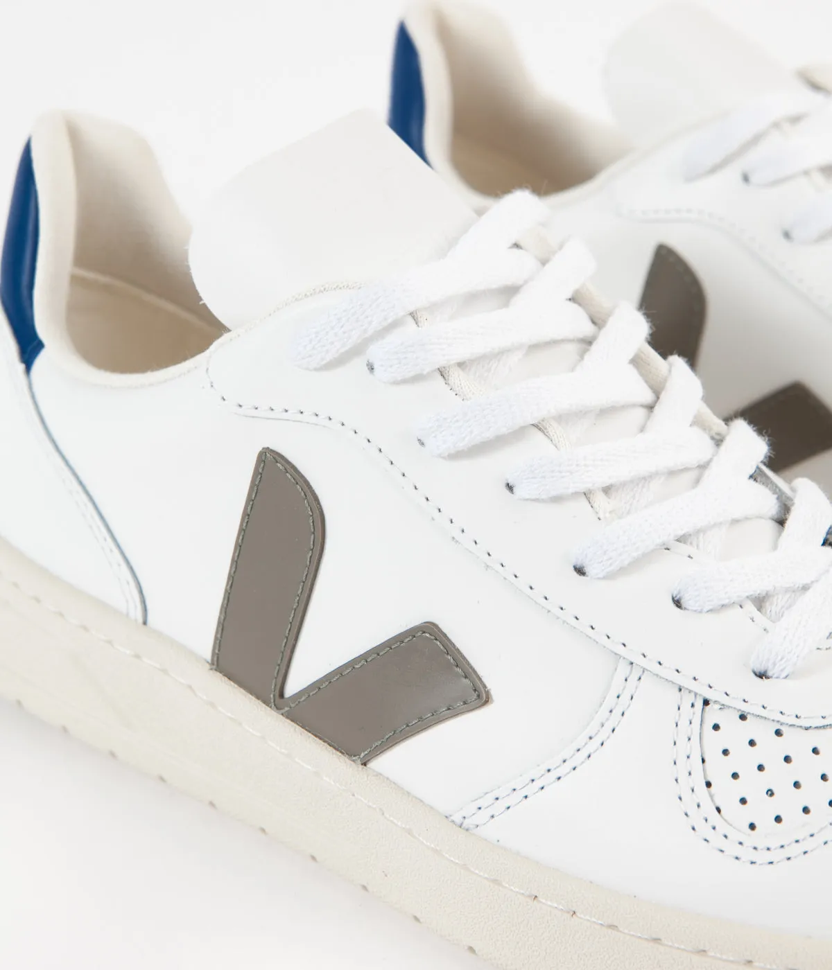 Veja V-10 Leather Shoes - Extra White / Khaki / Indigo