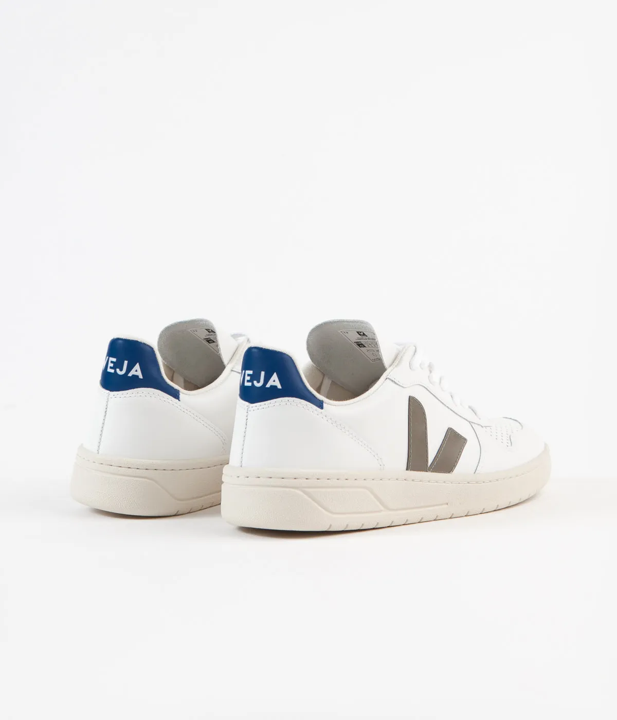 Veja V-10 Leather Shoes - Extra White / Khaki / Indigo