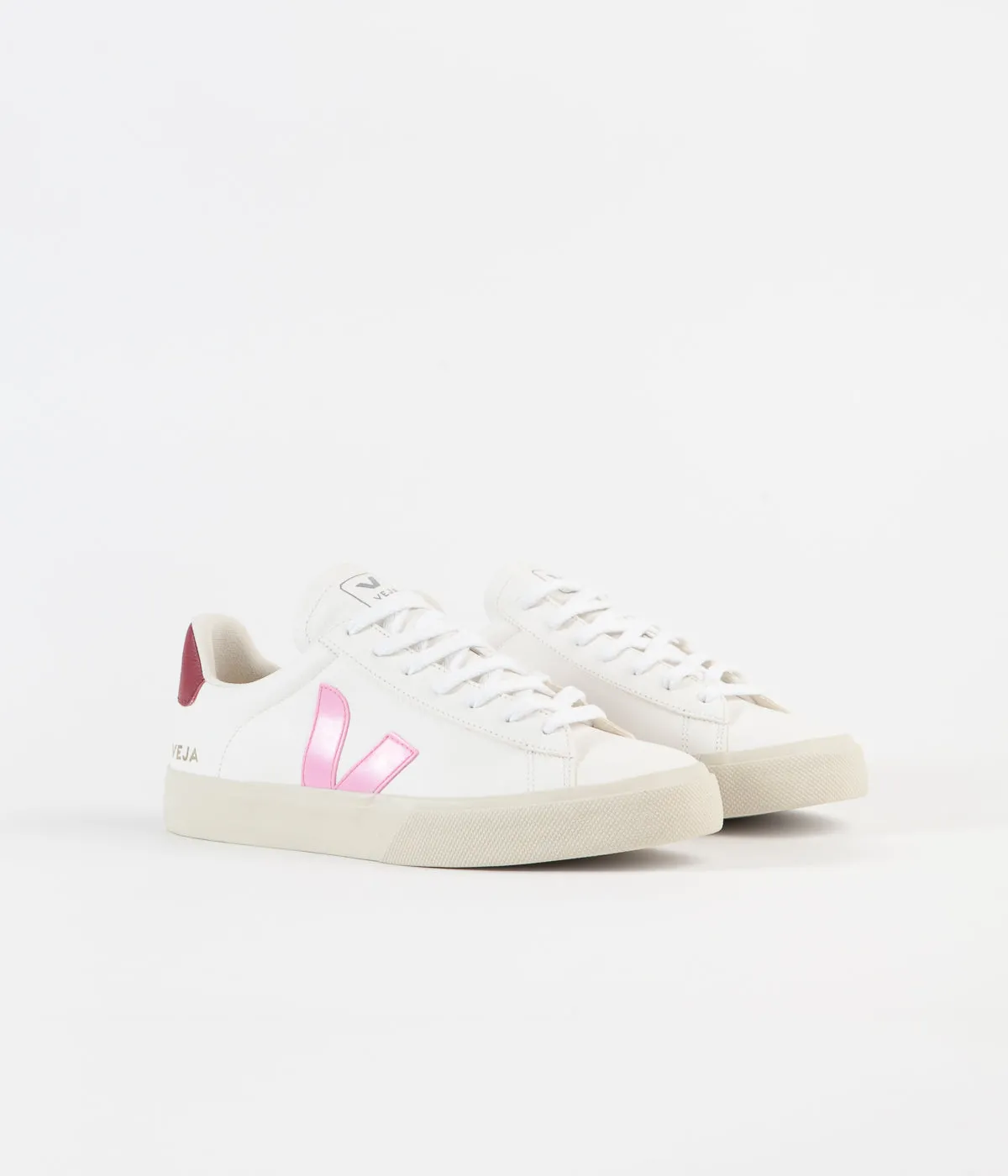 Veja Womens Campo Chromefree Shoes - Extra White / Guimauve / Marsala