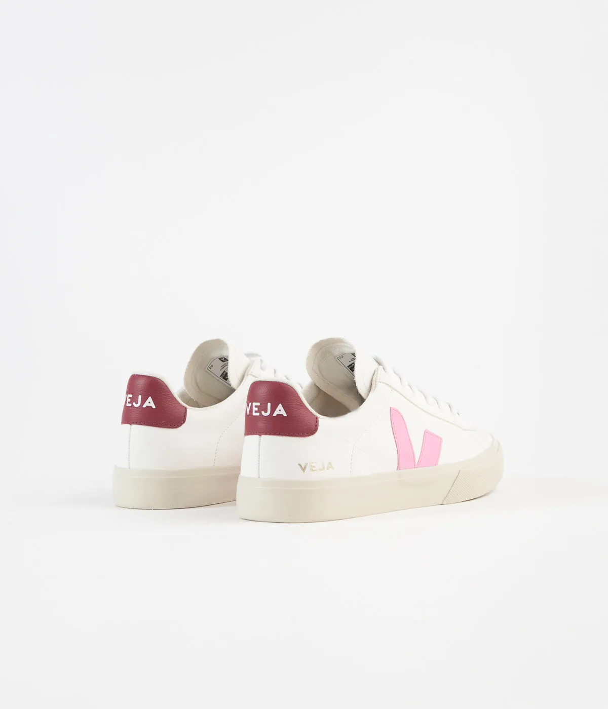 Veja Womens Campo Chromefree Shoes - Extra White / Guimauve / Marsala