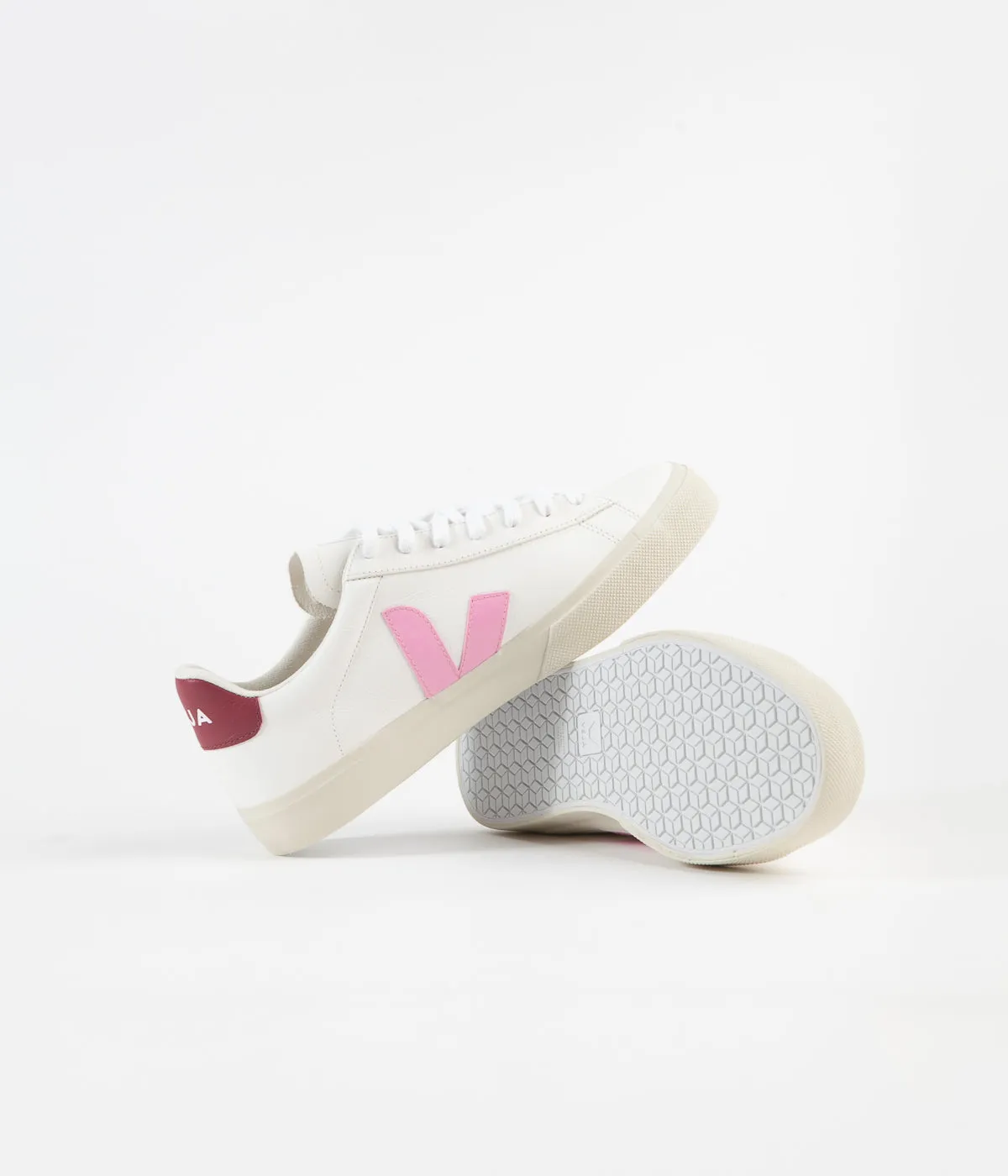 Veja Womens Campo Chromefree Shoes - Extra White / Guimauve / Marsala