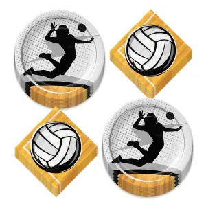 Volleyball Party Supplies Sports Team Paper Dessert Plates and Beverage Napkins (Serves 16)