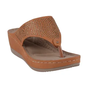 Wagner Orange Embellished Wedge Sandals