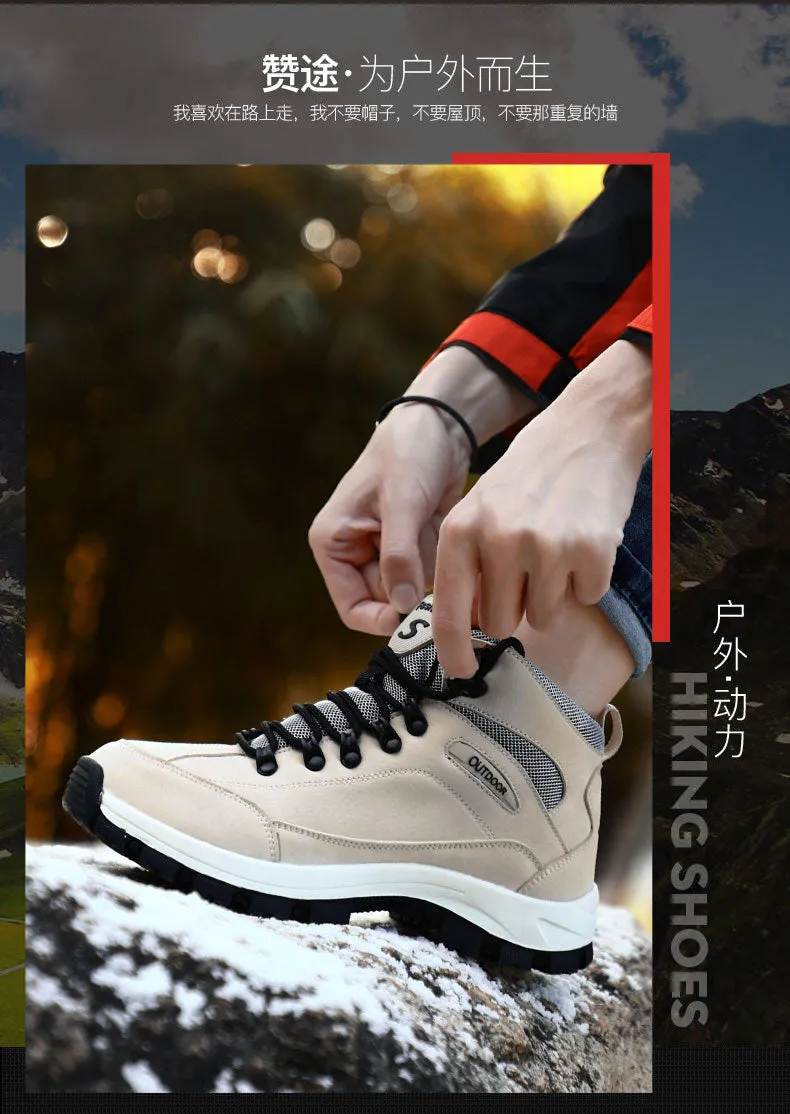 Winter Warm Hiking Ankle Boots Men Women Mountain Climbing Shoes With Fur Winter Shoes Outdoor Couple Sneaker Unisex Boots