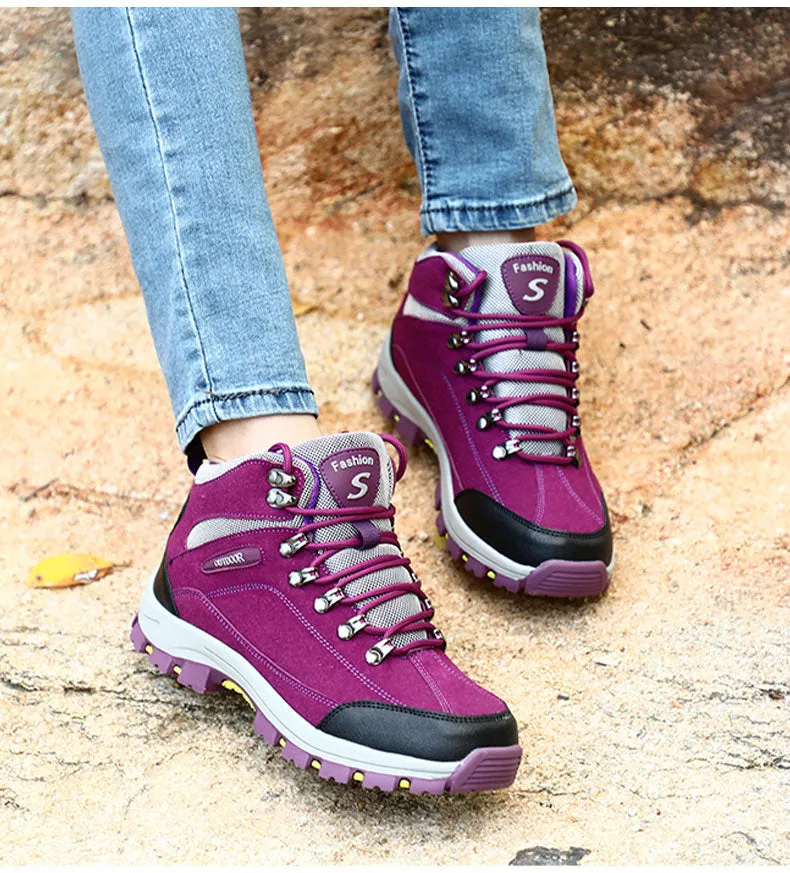 Winter Warm Hiking Ankle Boots Men Women Mountain Climbing Shoes With Fur Winter Shoes Outdoor Couple Sneaker Unisex Boots