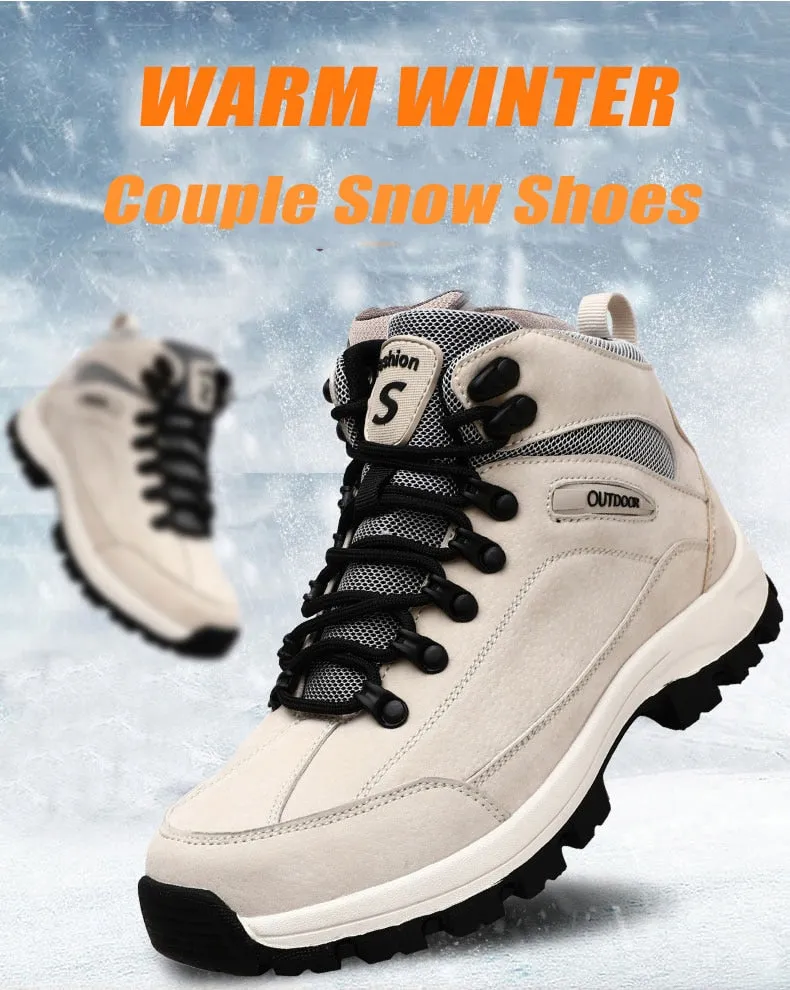 Winter Warm Hiking Ankle Boots Men Women Mountain Climbing Shoes With Fur Winter Shoes Outdoor Couple Sneaker Unisex Boots