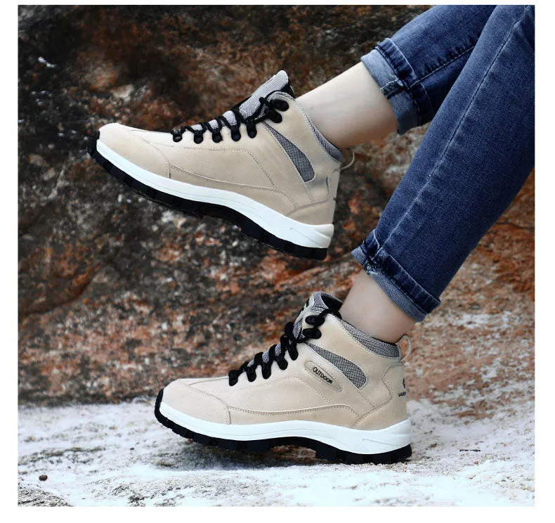 Winter Warm Hiking Ankle Boots Men Women Mountain Climbing Shoes With Fur Winter Shoes Outdoor Couple Sneaker Unisex Boots