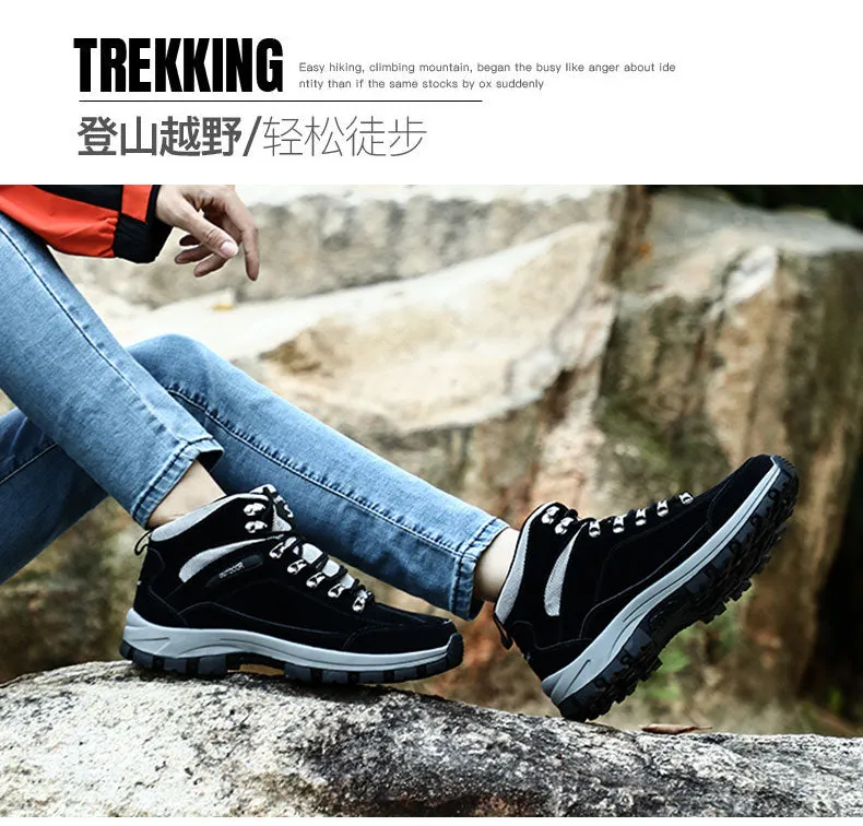 Winter Warm Hiking Ankle Boots Men Women Mountain Climbing Shoes With Fur Winter Shoes Outdoor Couple Sneaker Unisex Boots