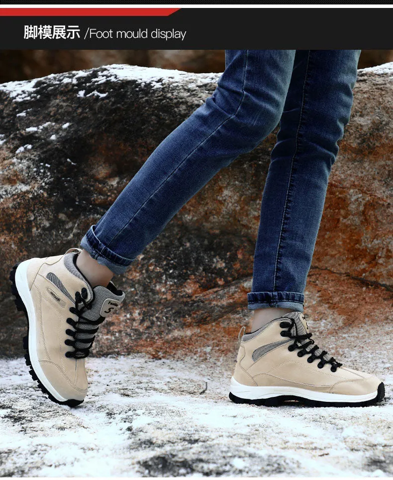 Winter Warm Hiking Ankle Boots Men Women Mountain Climbing Shoes With Fur Winter Shoes Outdoor Couple Sneaker Unisex Boots