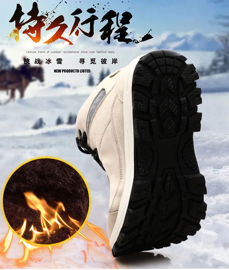 Winter Warm Hiking Ankle Boots Men Women Mountain Climbing Shoes With Fur Winter Shoes Outdoor Couple Sneaker Unisex Boots