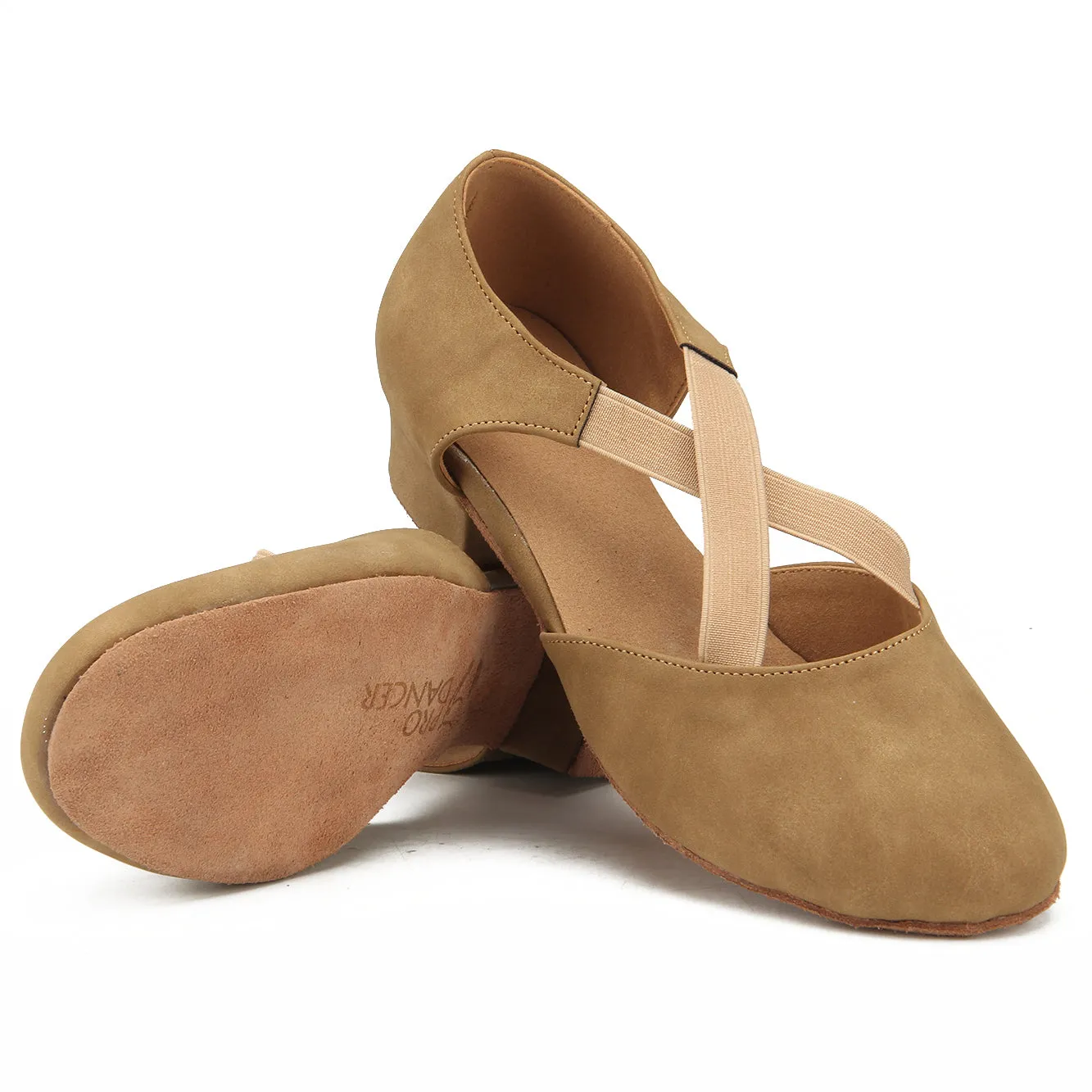 Women Ballroom Dancing Shoes Ladies Tango Latin Practice Dance Shoe Suede Sole Closed-toe Brown