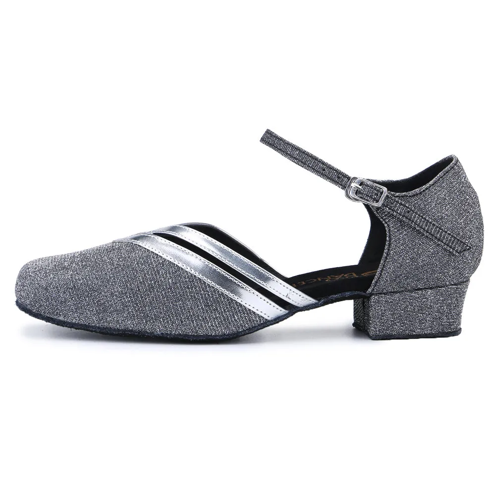 Women Ballroom Dancing Shoes Ladies Tango Latin Practice Dance Shoe Suede Sole Closed-toe Gray