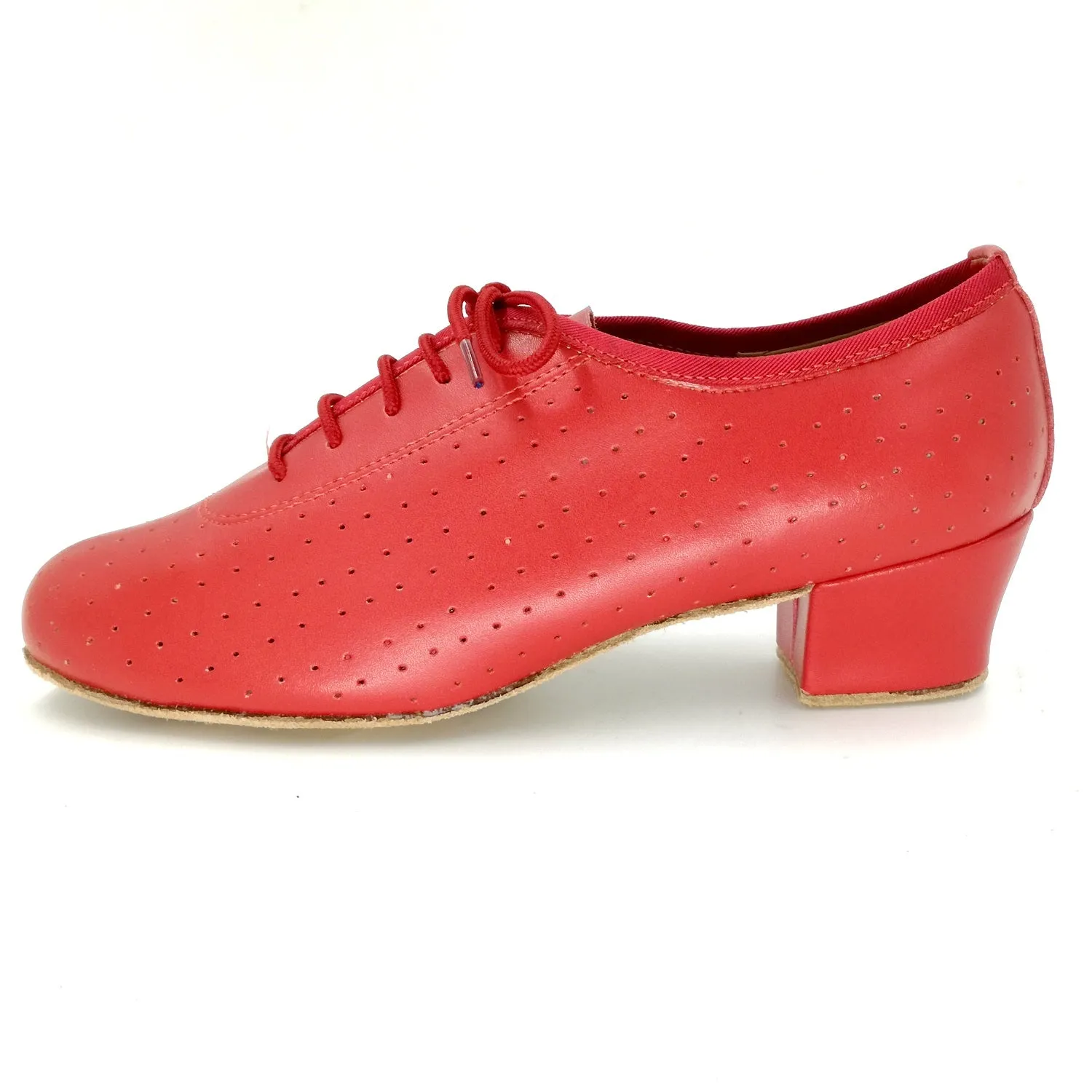 Women Ballroom Dancing Shoes Ladies Tango Latin Practice Dance Shoe Suede Sole Lace-up Closed-toe Red