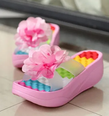 Women Slippers Summer Shoes Women Flip Flops Platform Slippers platform wedges fitness floral lady's slippers Shoes Woman ac63