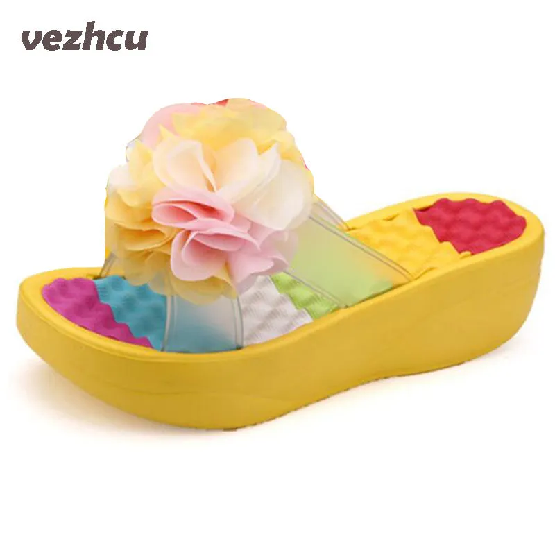 Women Slippers Summer Shoes Women Flip Flops Platform Slippers platform wedges fitness floral lady's slippers Shoes Woman ac63