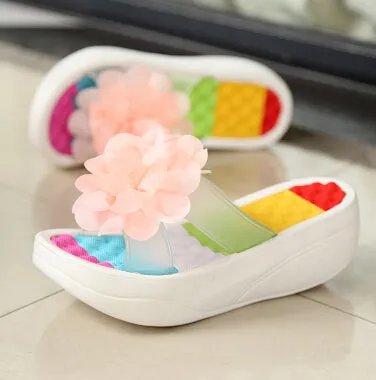 Women Slippers Summer Shoes Women Flip Flops Platform Slippers platform wedges fitness floral lady's slippers Shoes Woman ac63