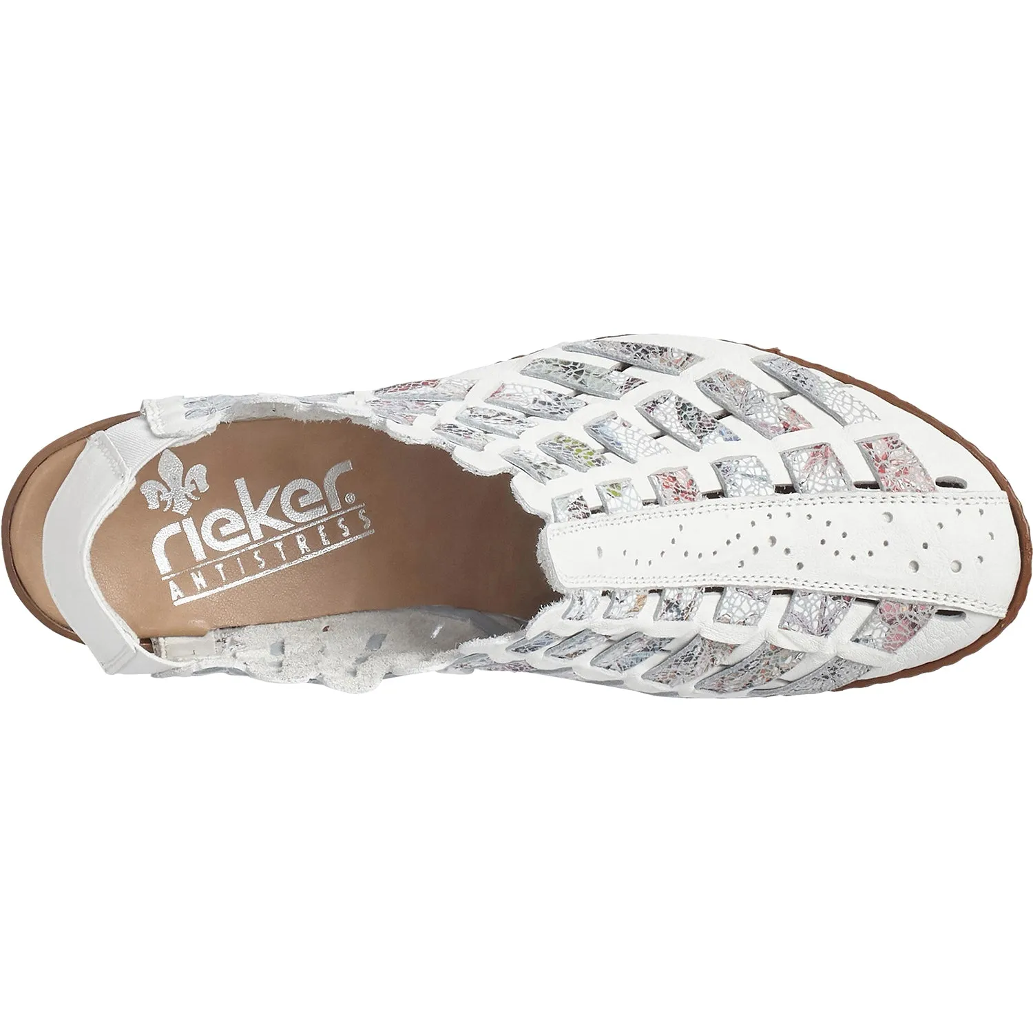 Women's Rieker 46778-80 Sina 78 Weiss/Ice Multi Floral Leather