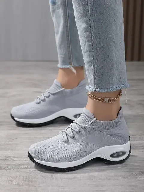 Women's Walking Shoes Lace-On Sock